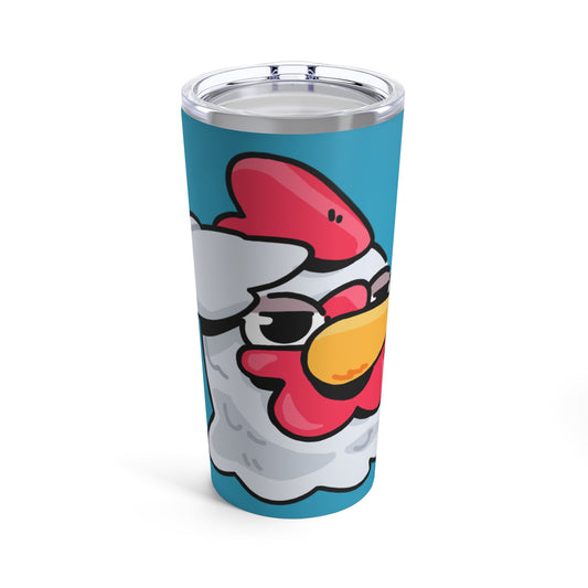 Gravy Fan Art Tumbler 20oz COQ Head Salute on Turquoise Background Funny Chicken (Chikn)