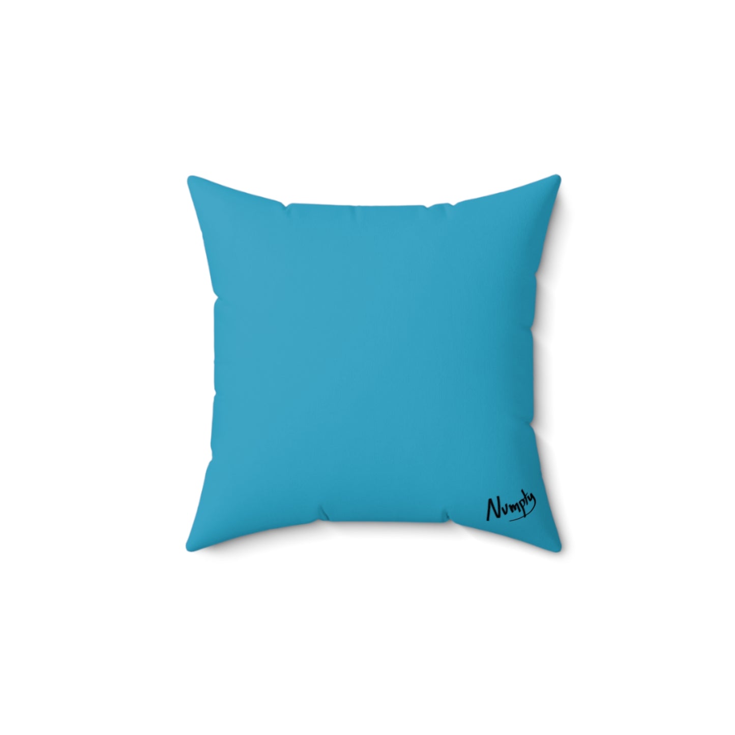 Turquoise Spun Polyester Square Pillow Pepe Portraits signature by Numpty (COQ INU 0x420) #2720