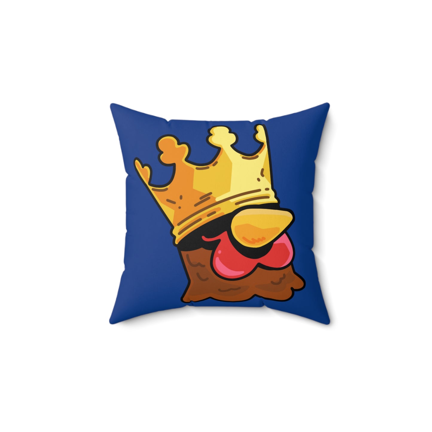 Navy Spun Polyester Square Pillow COQ INU 0x420 Crown Head with White Text Fan Art by Gravy