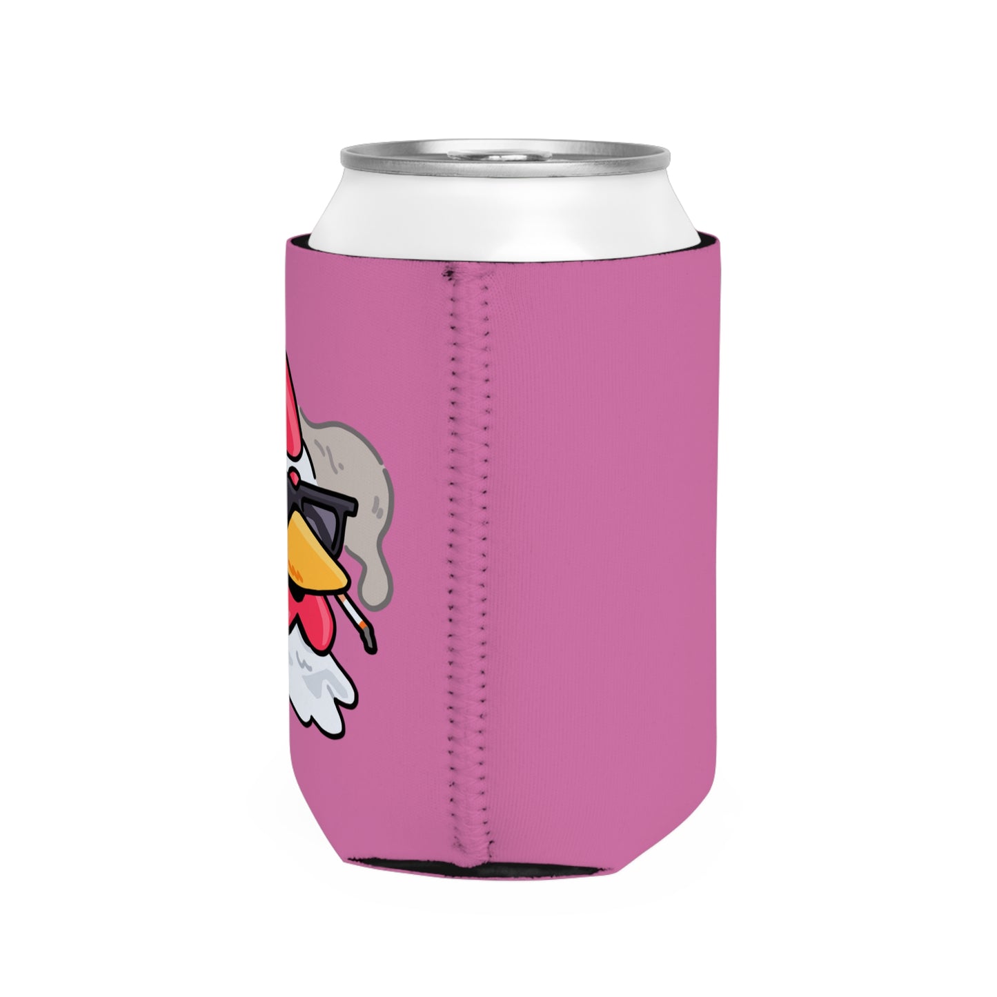 Pink Can Cooler Sleeve Fan Art COQ INU Smoking Head 0x420 Black Text by Gravy