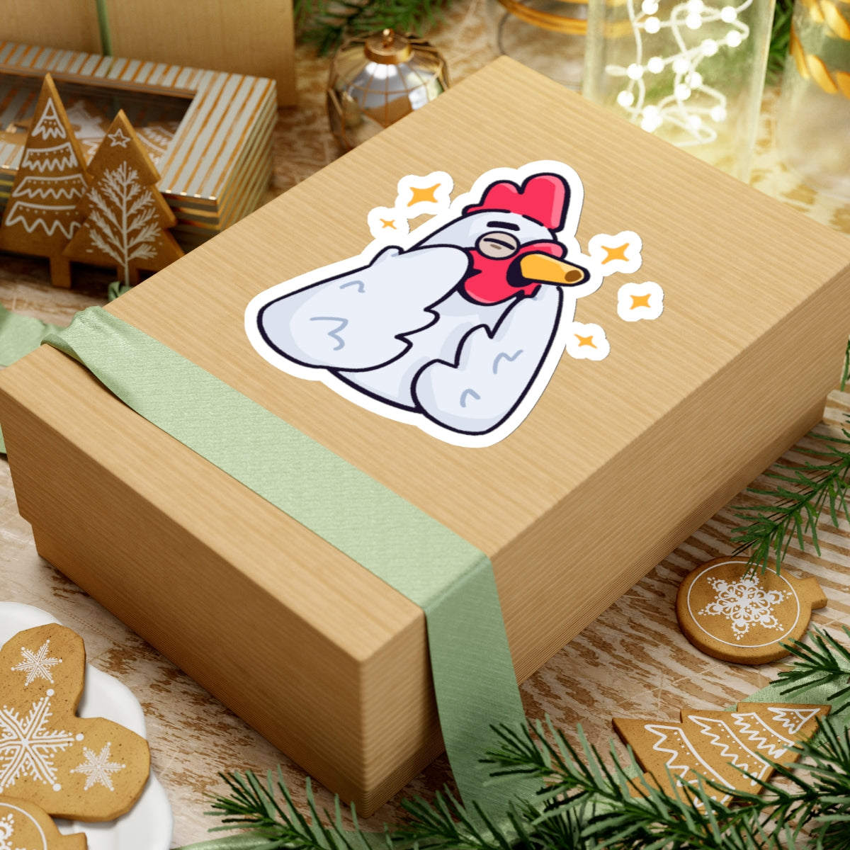 COQ Head Sticker, White Feels Good By Gravy, Funny Chicken (Chikn)