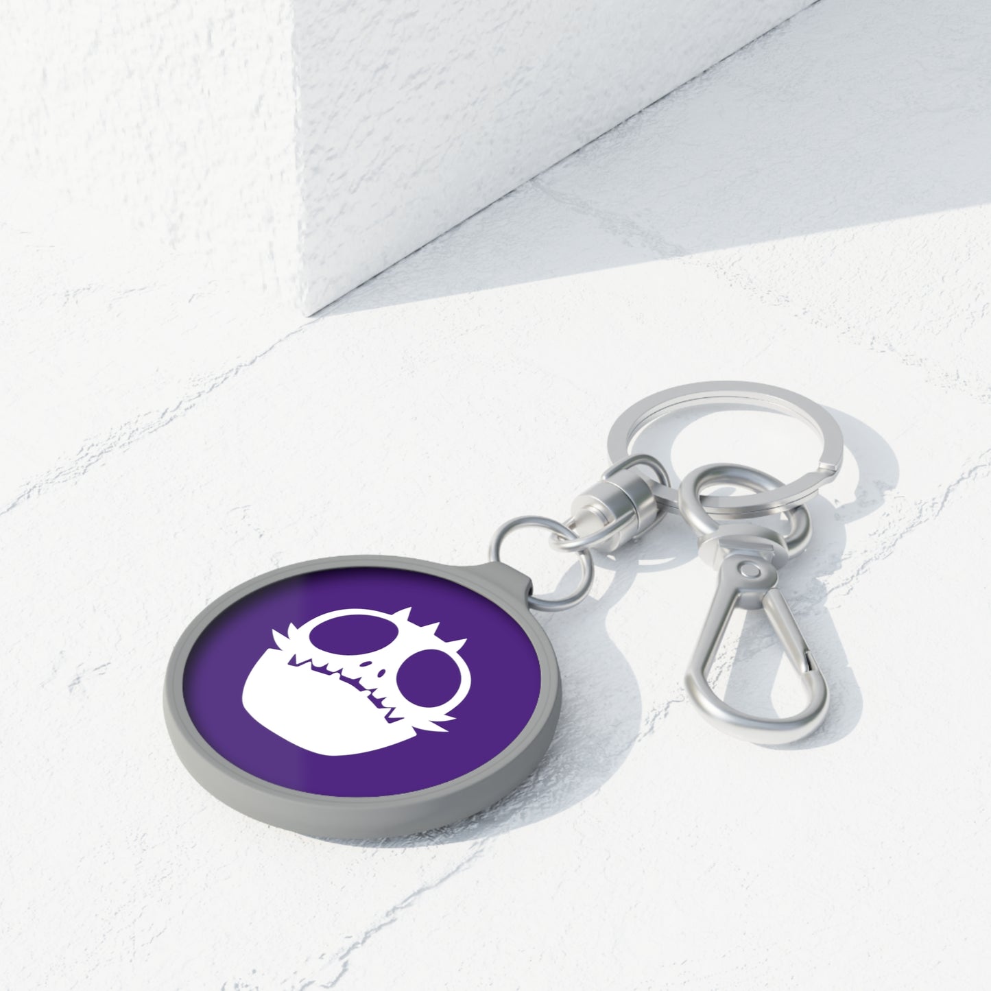 Purple Keyring Tag Love Monster White Emblem