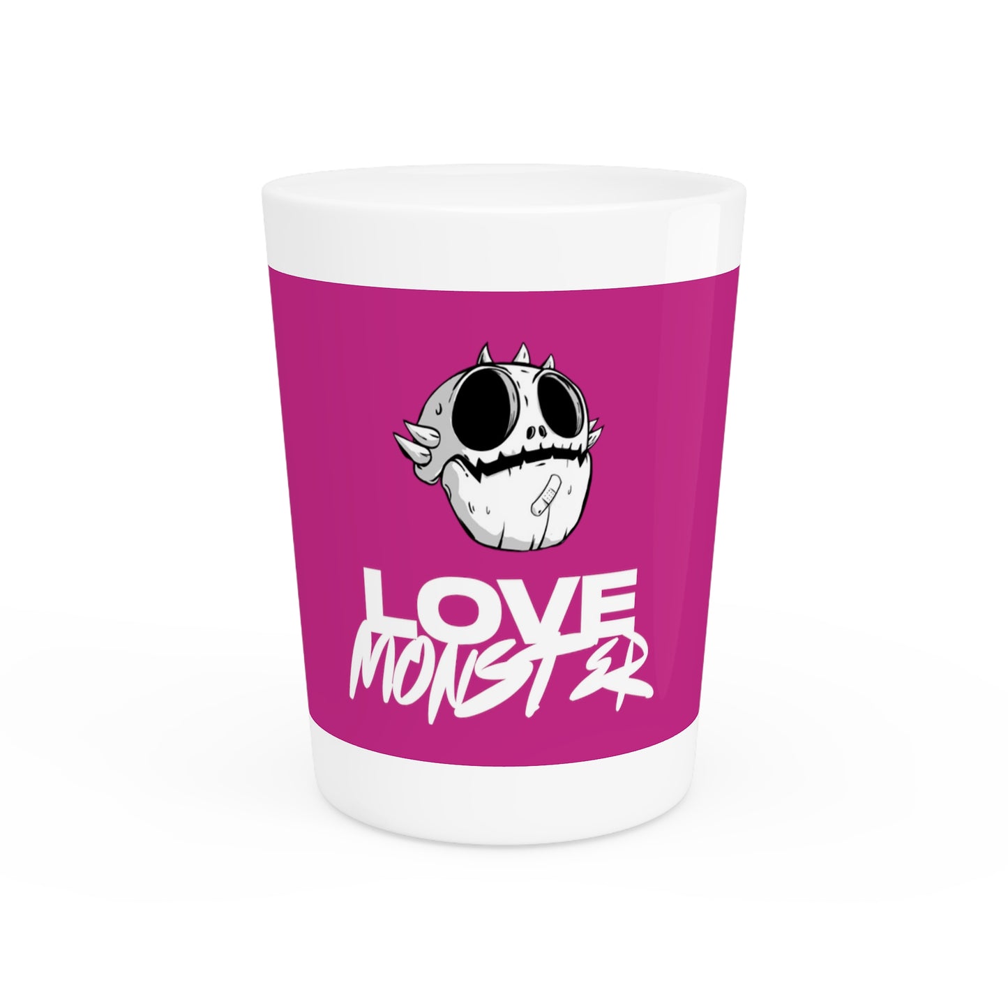 Love Monster Shot Glass Skully Head - White Text Logo