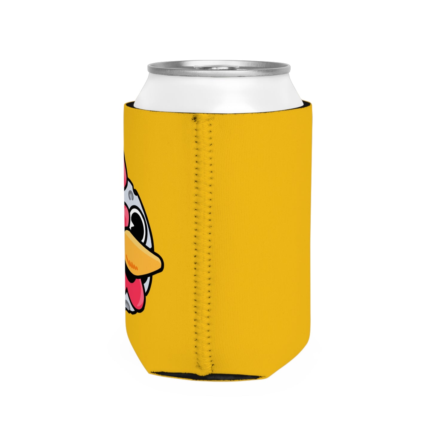 Yellow Can Cooler Sleeve Fan Art COQ INU Moon Head 0x420 Black Text by Gravy