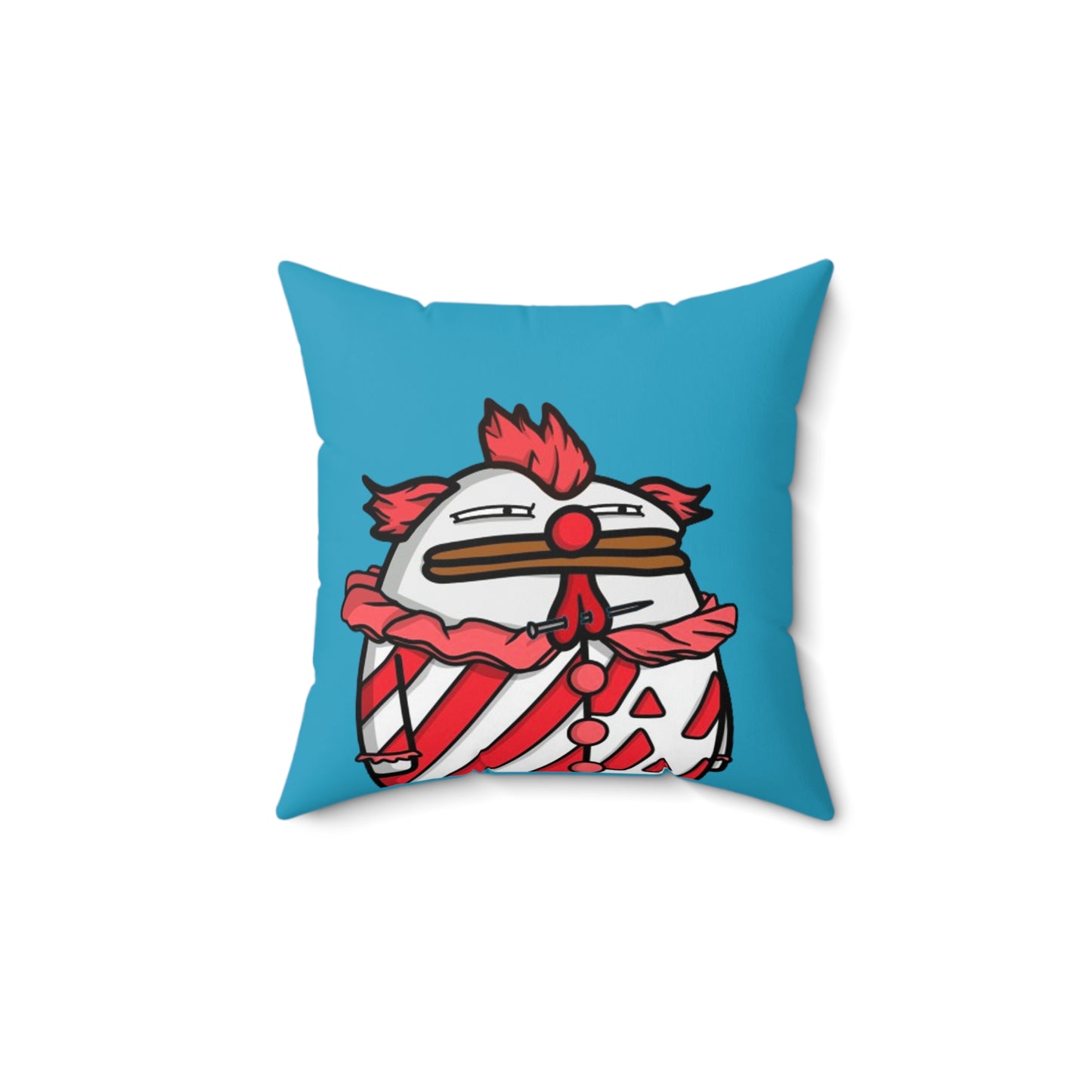 Turquoise Spun Polyester Square Pillow Pepe Portraits signature by Numpty (COQ INU 0x420) #Clown by Numpty