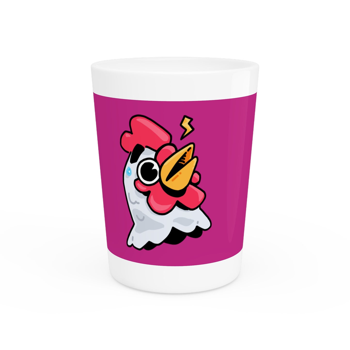 Gravy Fan Art Shot Glass Fan Art COQ Whistle Head on Hot Pink background (0x420 INU Store)