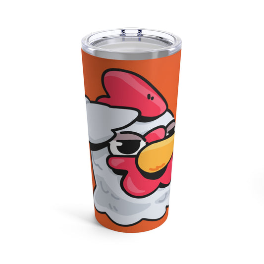 Gravy Fan Art Tumbler 20oz COQ Head Salute on Orange Background Funny Chicken (Chikn)