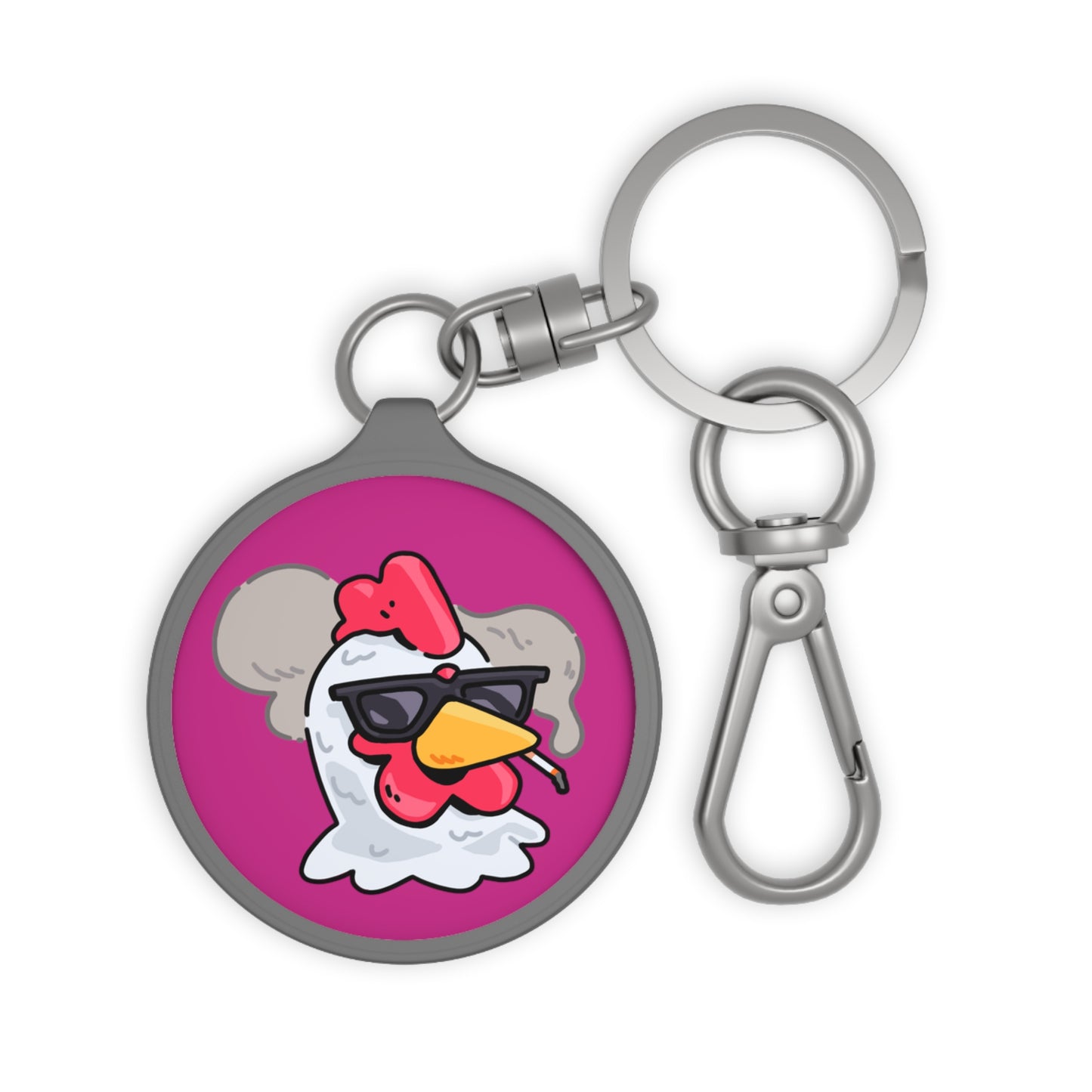 Keyring Tag COQ INU 0x420 HOT Pink back ground COQ Smoking by Gravy