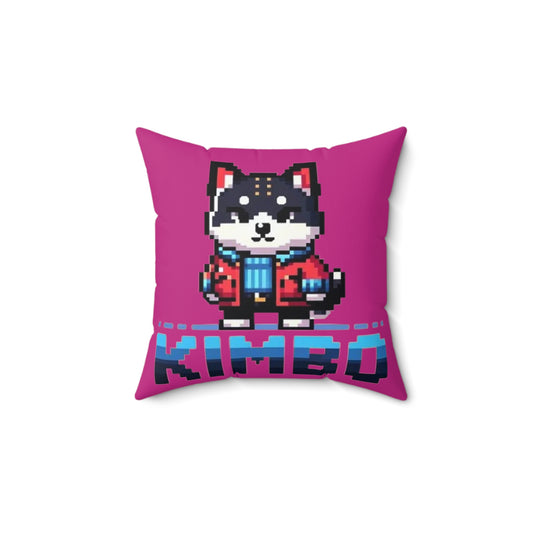 KIMBO Hot Pink Spun Polyester Square Pillow 0x420 INU signature (COQ INU 0x420) #KIMBO Blue By Nifty