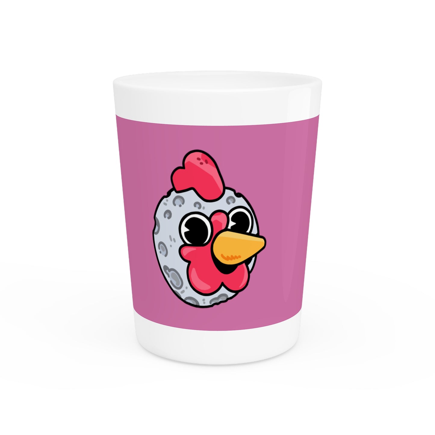 Gravy Fan Art Shot Glass Fan Art COQ Moon Head on Pink background (0x420 INU Store)