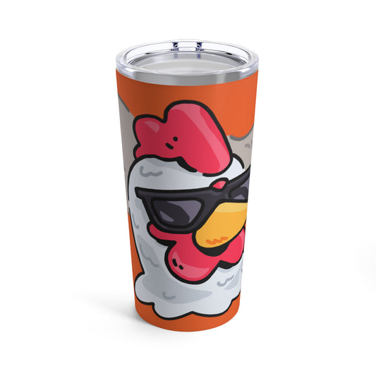 Gravy Fan Art Tumbler 20oz COQ Head Smoker, on Orange Background, Funny Chicken (Chikn)