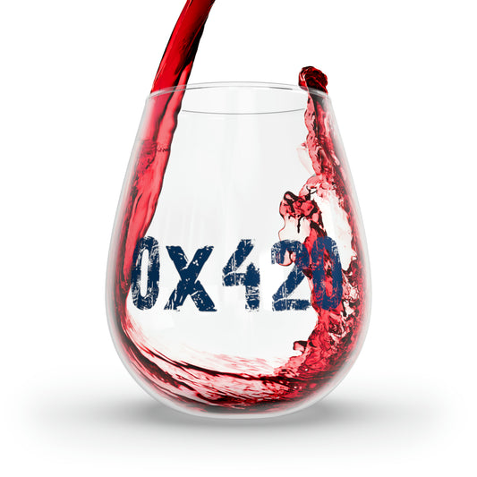 0x420 Navy COQ INU Stemless Wine Glass, 11.75oz by Nifty