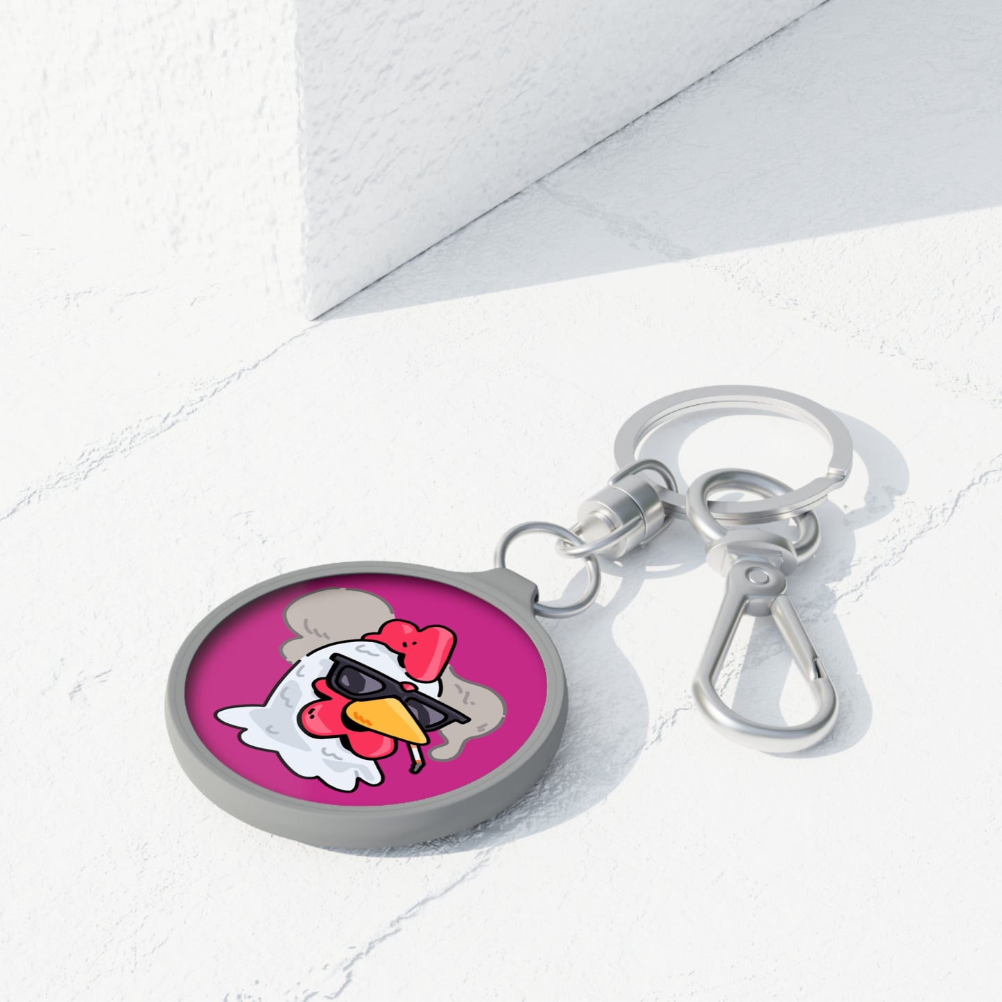 Keyring Tag COQ INU 0x420 HOT Pink back ground COQ Smoking by Gravy