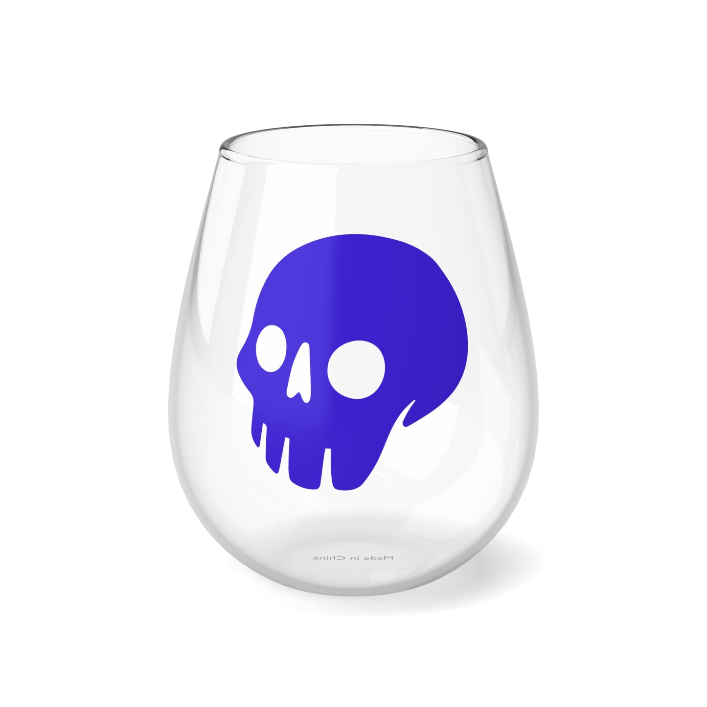 Madskullz Purple Skull Logo, Stemless Wine Glass, 11.75oz