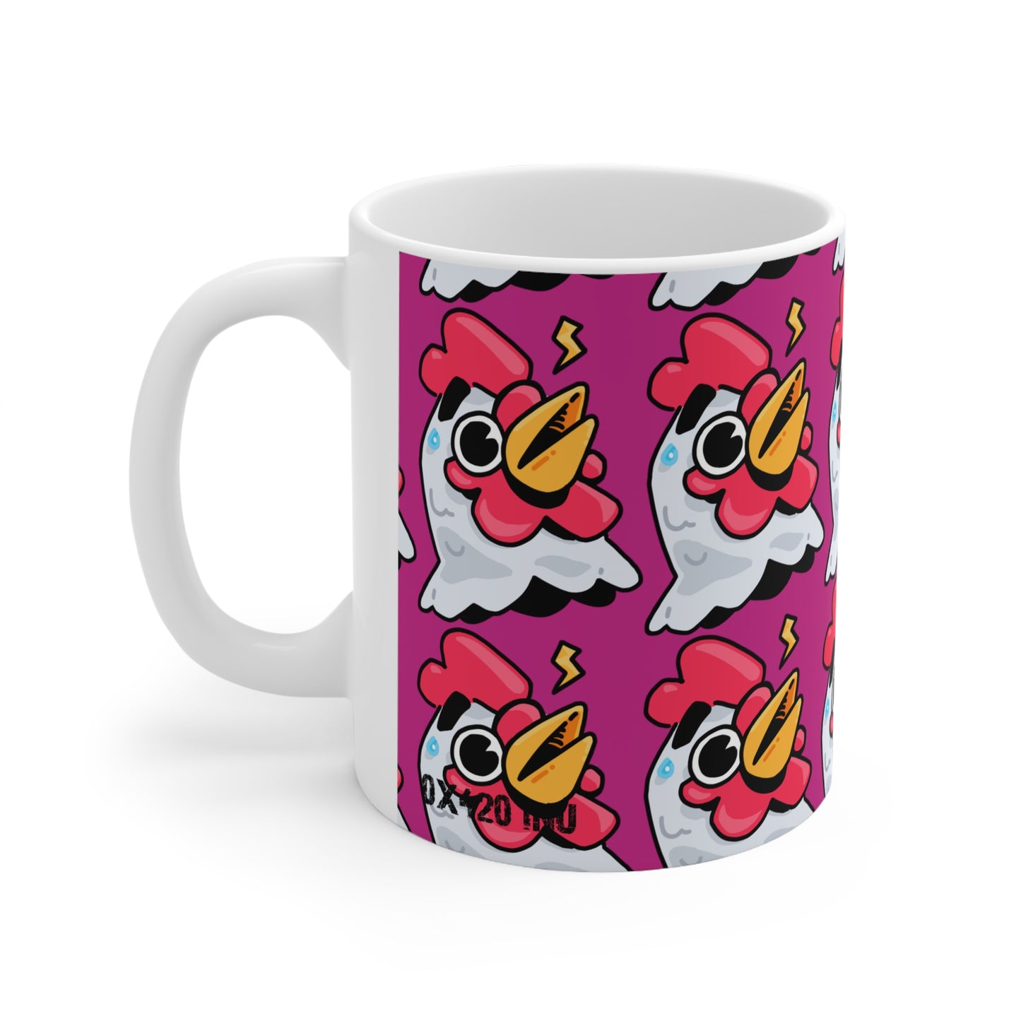 Whistle Head Gravy Fan Art with Black Text; COQ INU 0x420 White Ceramic Mug with Hot Pink Print 11oz