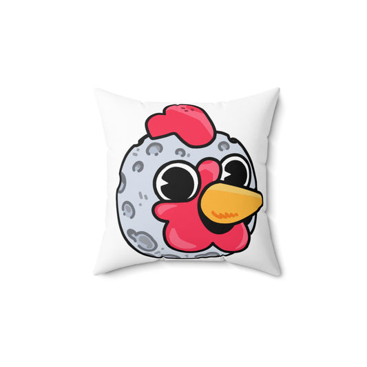 WhiteSpun Polyester Square Pillow COQ INU 0x420 Moon Head with Navy Text Fan Art by Gravy