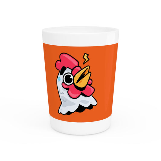 Gravy Fan Art Shot Glass Fan Art COQ Whistle Head on Orange background (0x420 INU Store)