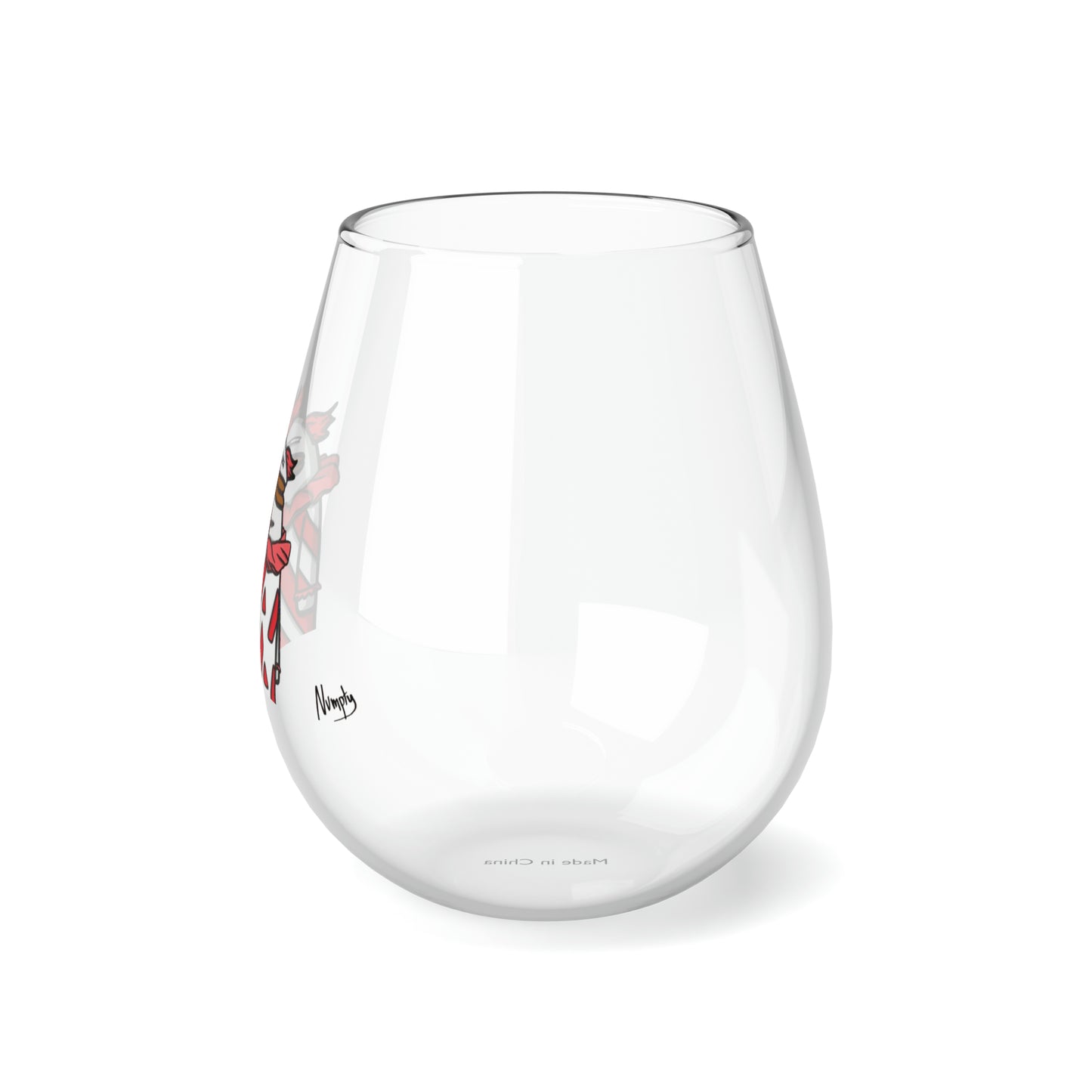 Copy of Pepe Portraits COQ INU, Black Text by Numpty Stemless Wine Glass, 11.75oz #14 by Numpty