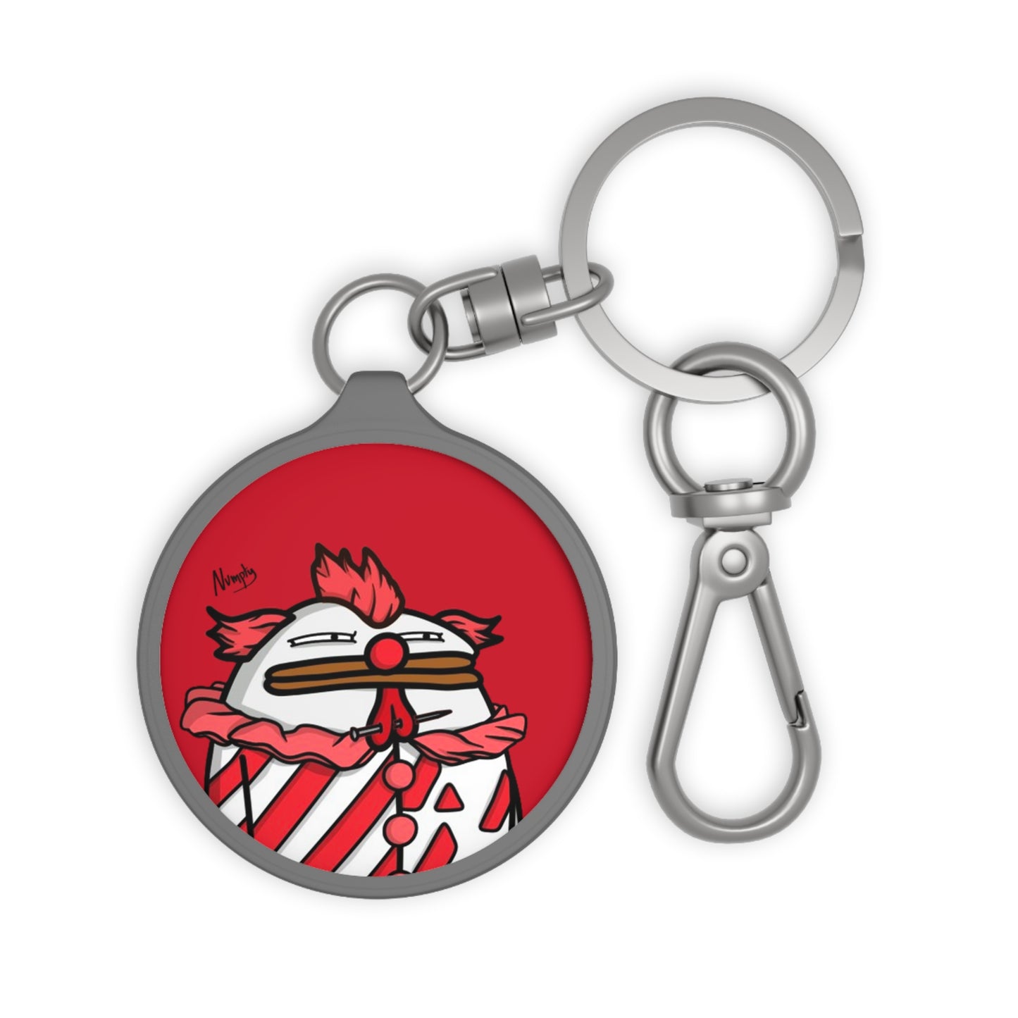 Pepe Portraits Keyring Tag COQ INU 0x420 Red back ground with Numpty Signature #Clown by Numpty