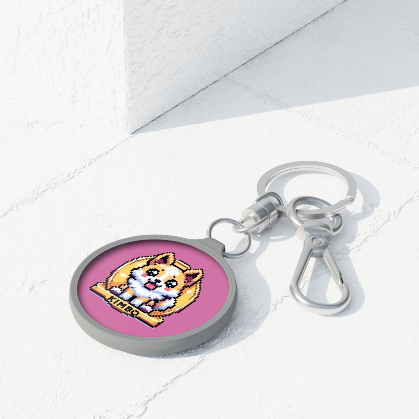 KIMBO Keyring Tag COQ INU 0x420 Pink back ground #KIMBO Gold By Nifty