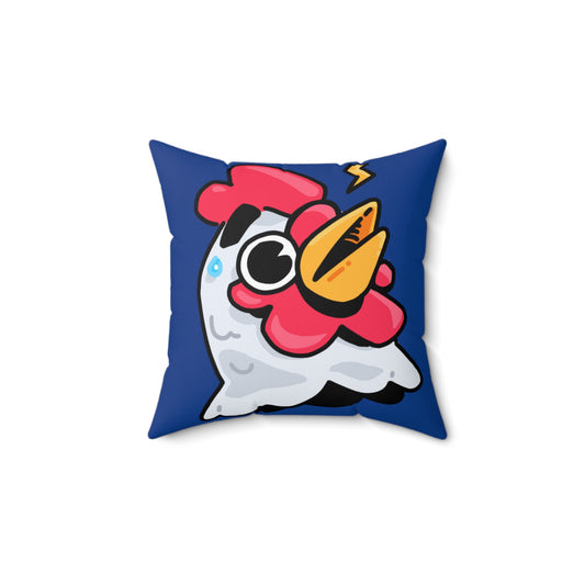 Navy Spun Polyester Square Pillow COQ INU 0x420 Whistle Head with White Text Fan Art by Gravy