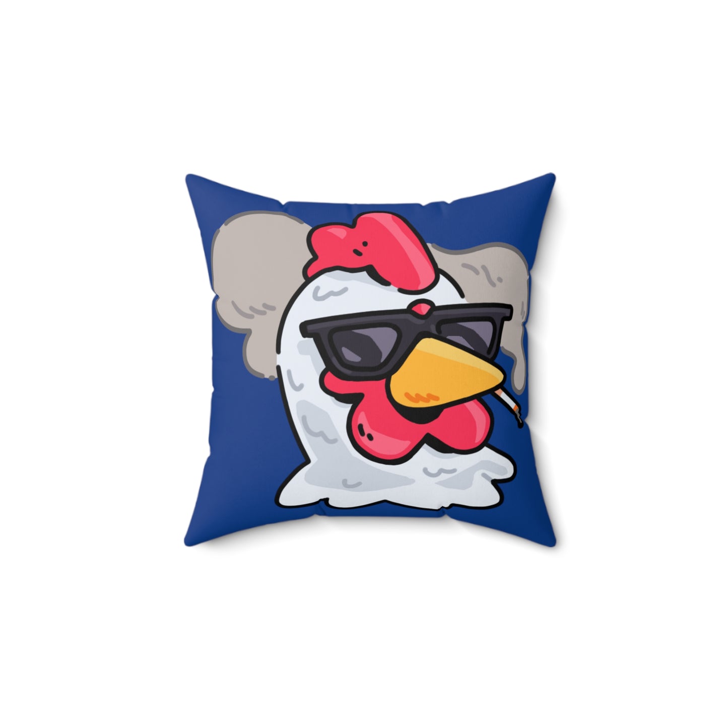 Navy Spun Polyester Square Pillow COQ INU 0x420 Smoking Head with White Text Fan Art by Gravy