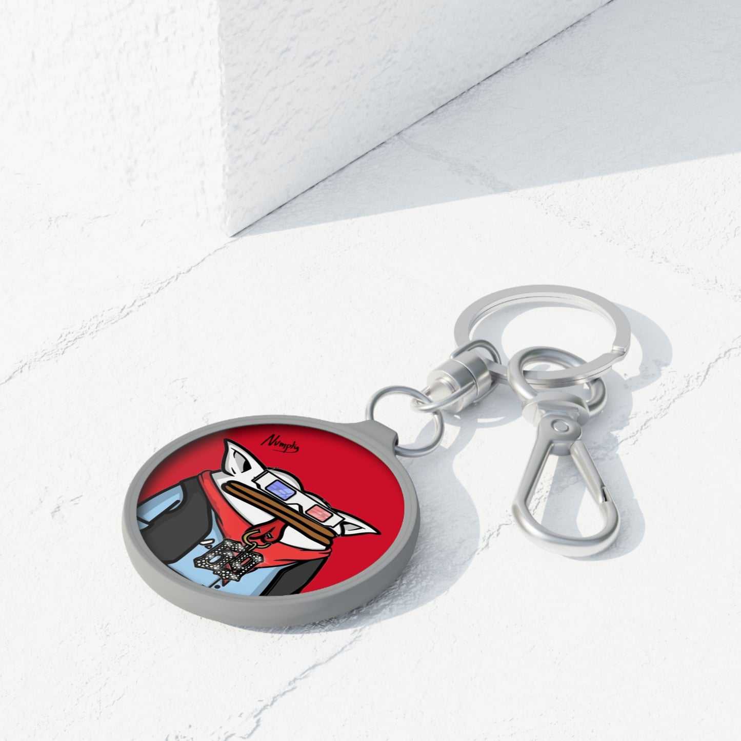 Pepe Portraits Keyring Tag COQ INU 0x420 Red back ground with Numpty Signature # 69 Accessory