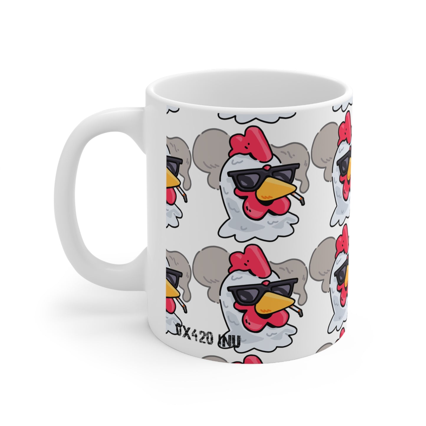 Gravy Smoking Head Fan Art with Black Text; COQ INU 0x420 White Ceramic Mug 11oz