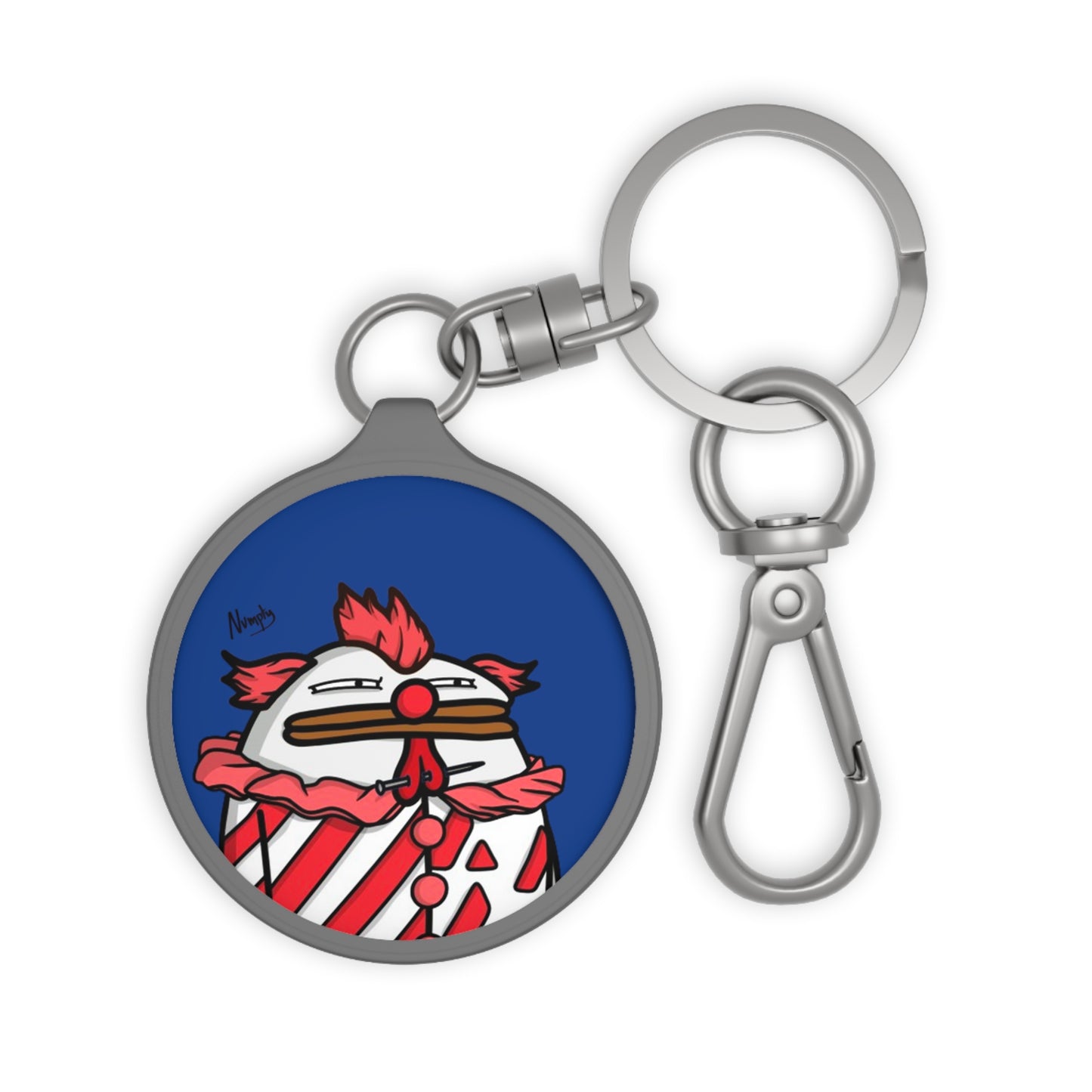 Pepe Portraits Keyring Tag COQ INU 0x420 Navy back ground with Numpty Signature #Clown by Numpty