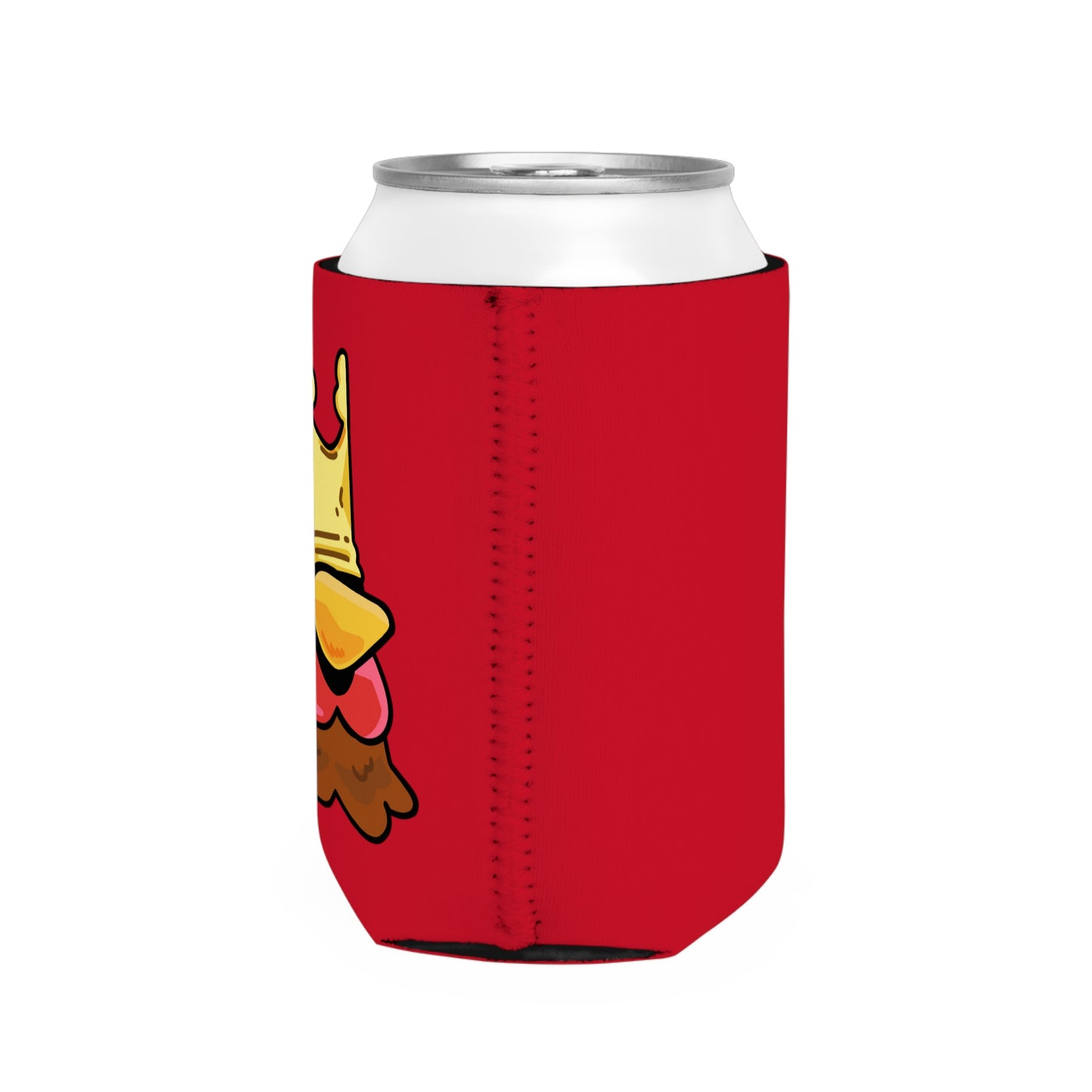 Red Can Cooler Sleeve Fan Art COQ INU Crown Head 0x420 Black Text by Gravy