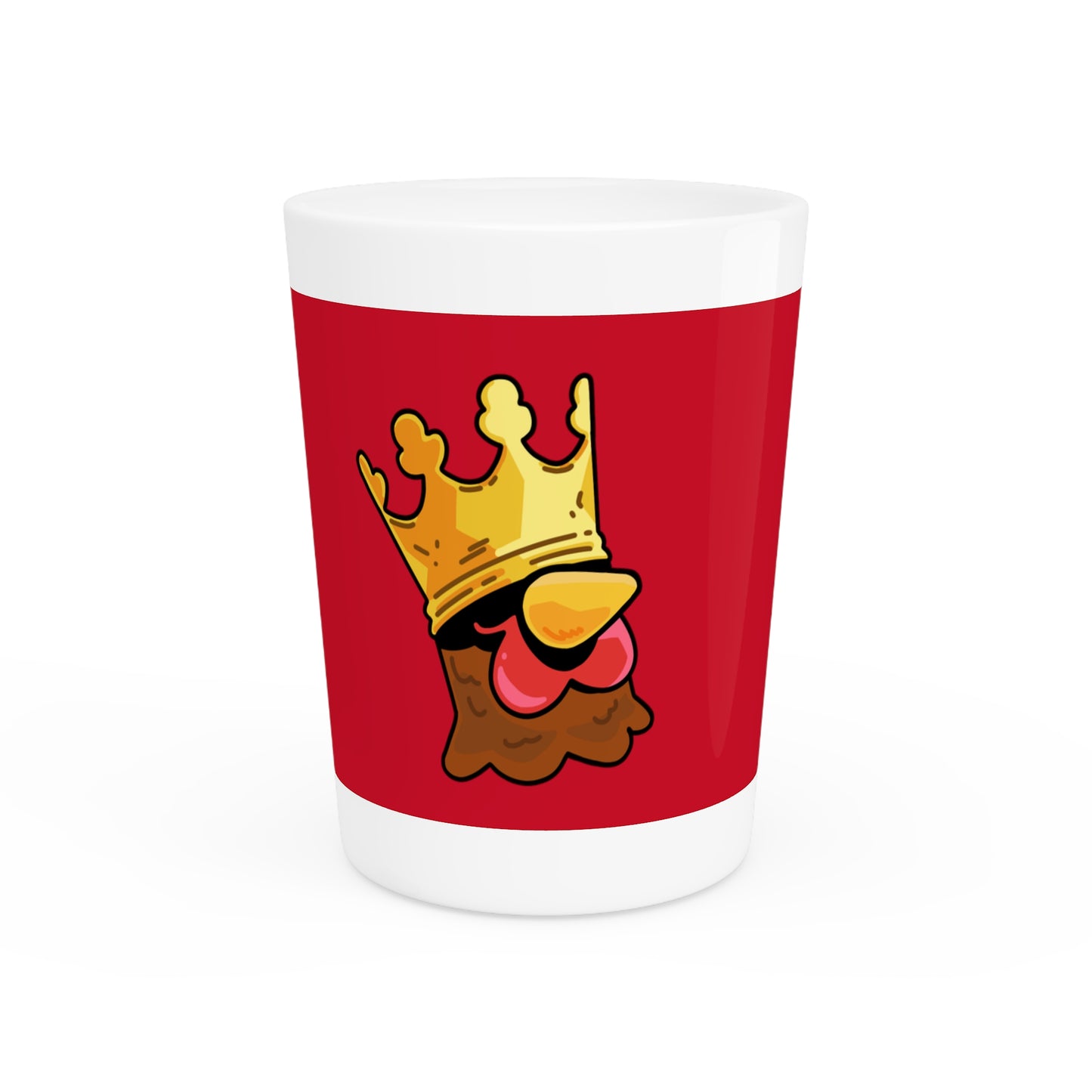 Gravy Fan Art Shot Glass Fan Art COQ Crown Head on Red background (0x420 INU Store)