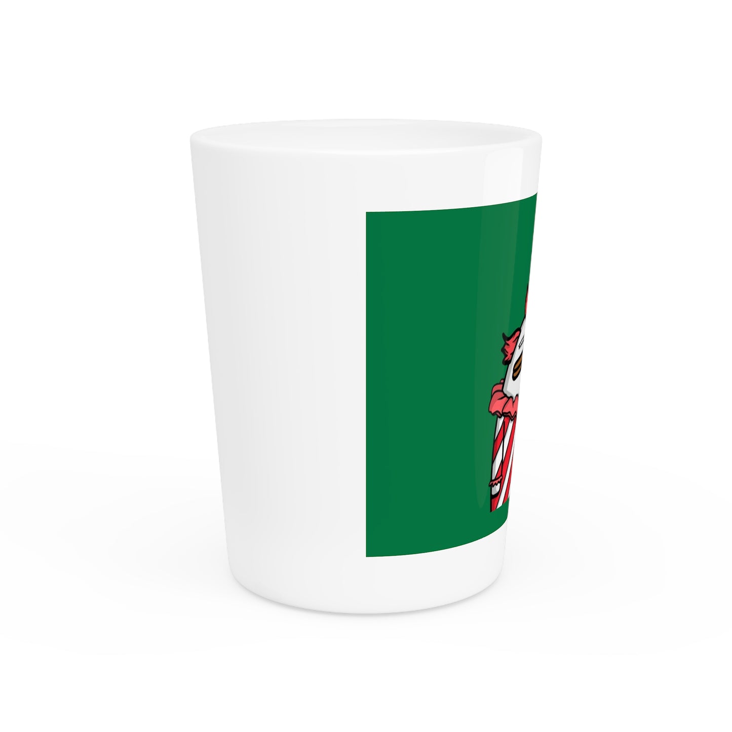 Pepe Portraits Shot Glass on Green background with Black Numpty Text as signature (0x420 INU Store) #Clown by Numpty