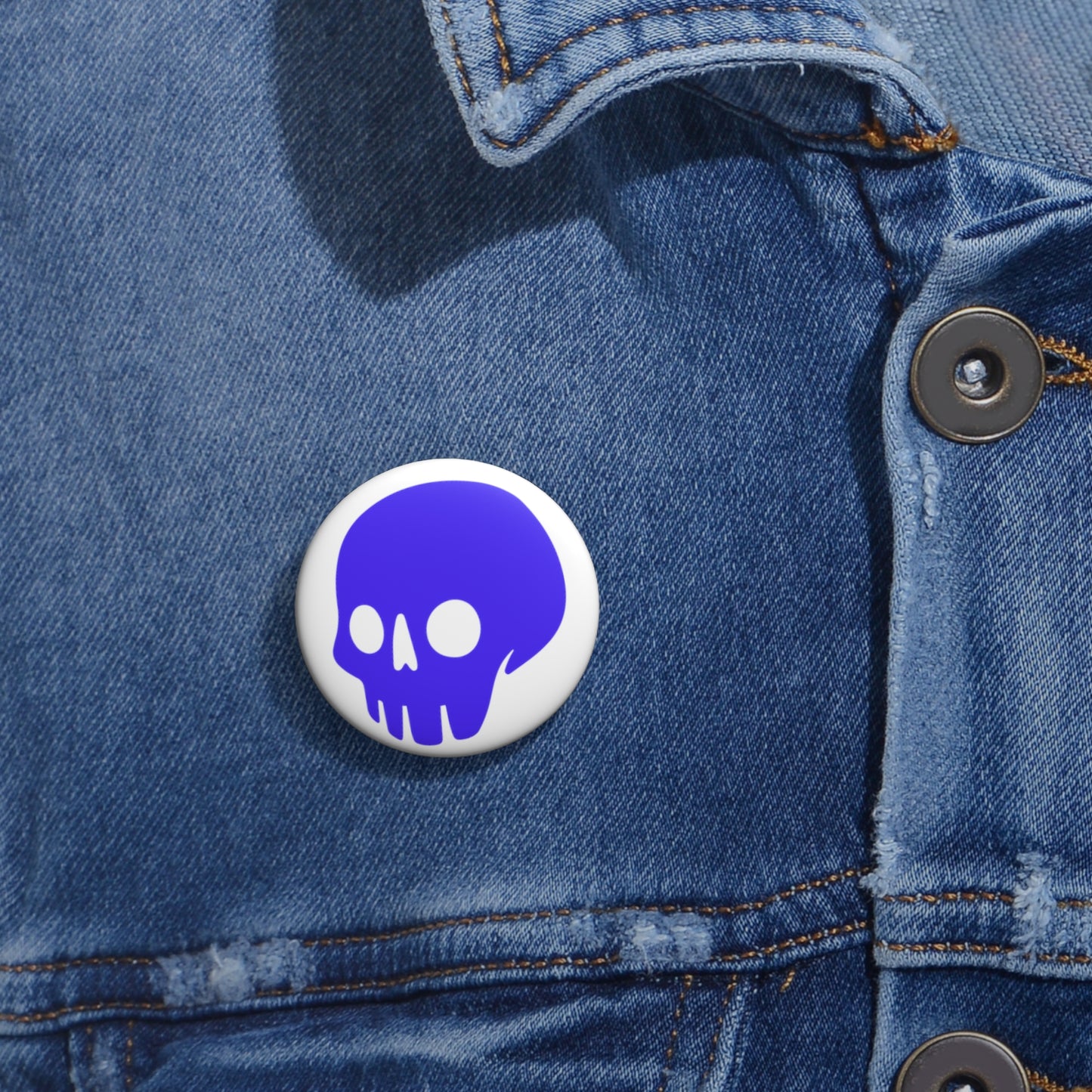 Madskullz Purple Skull Logo on white Pin Buttons