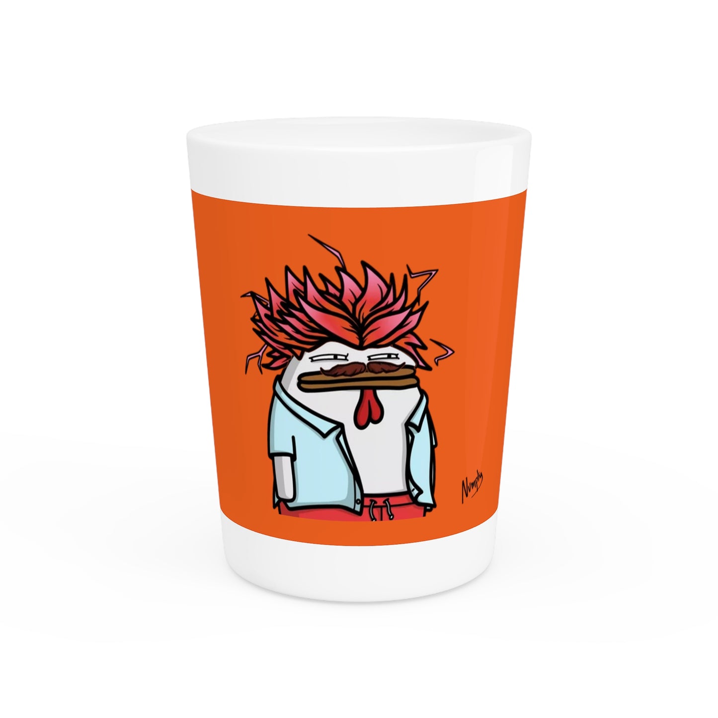 Pepe Portraits Shot Glass on Orange background with Black Numpty Text as signature (0x420 INU Store) #2720