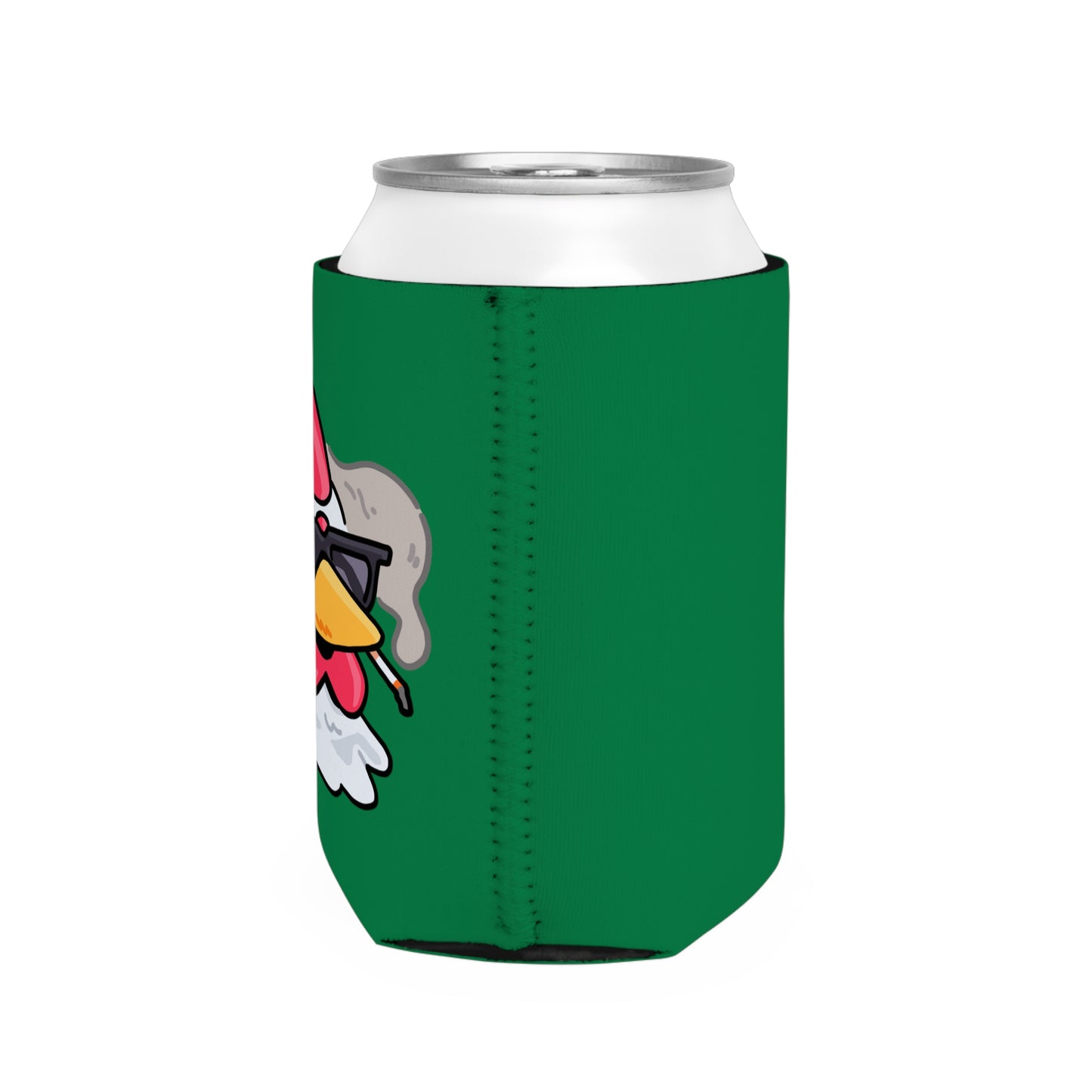 Dark Green Can Cooler Sleeve Fan Art COQ INU Smoking Head 0x420 Black Text by Gravy