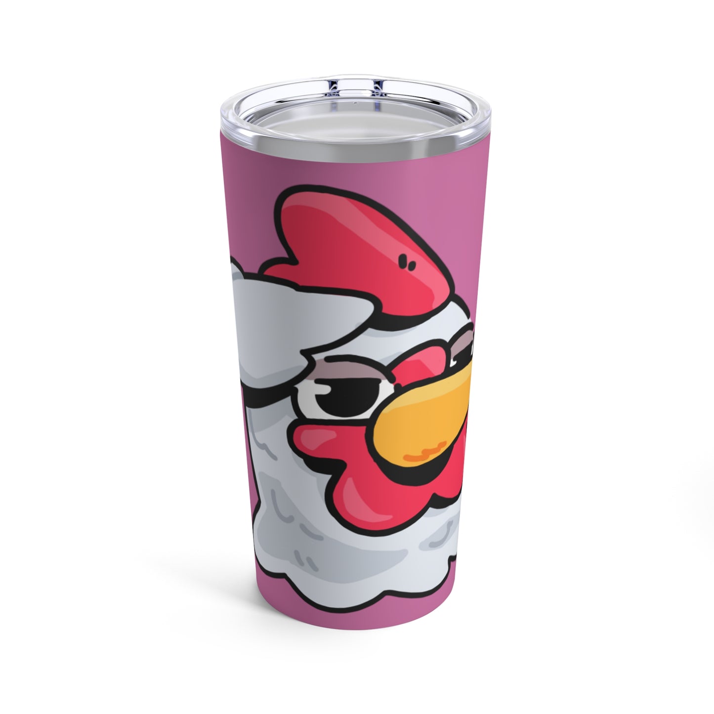 Gravy Fan Art Tumbler 20oz COQ Head Salute, on Pink Background, Funny Chicken (Chikn)