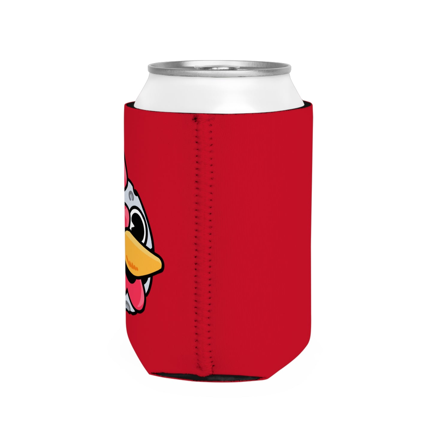 Red Can Cooler Sleeve Fan Art COQ INU Moon Head 0x420 Black Text by Gravy