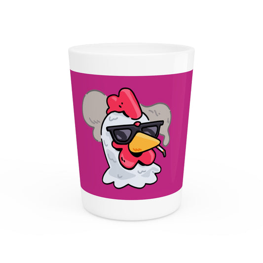 Gravy Fan Art Shot Glass Fan Art COQ Smokers Head on Hot Pink background (0x420 INU Store)