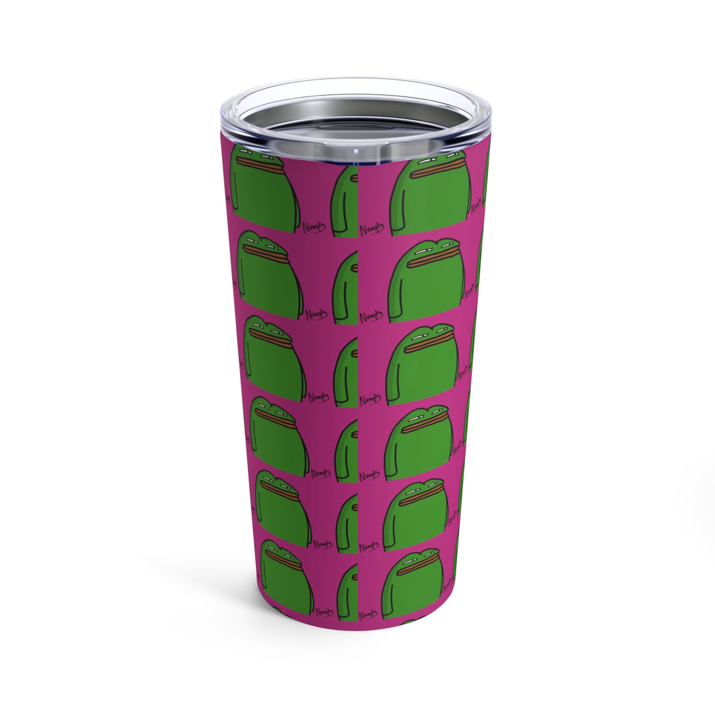 Pepe Portraits Tumbler 20oz COQ INU (0x420 Shop) on Hot Pink Background # Green 14 by Numpty