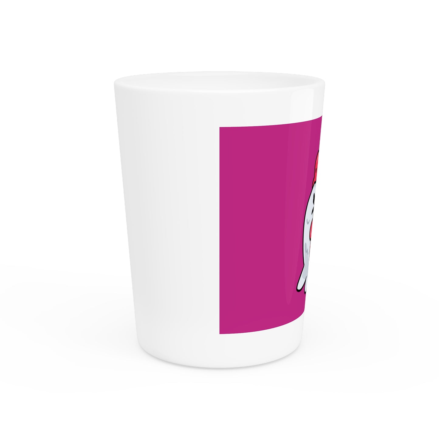 Gravy Fan Art Shot Glass Fan Art COQ Wink Head on Hot Pink background (0x420 INU Store)