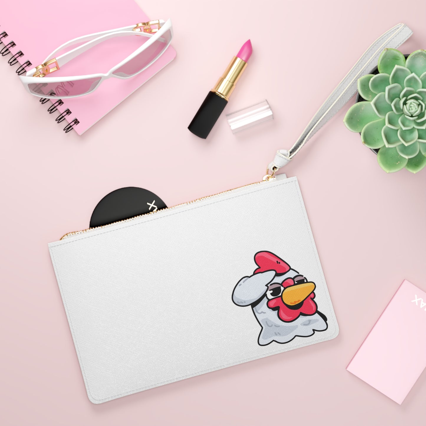 Gravy Fan Art Clutch Bag on White Bag COQ Salute Head with COQ INU Logo (0x420 INU Shop)