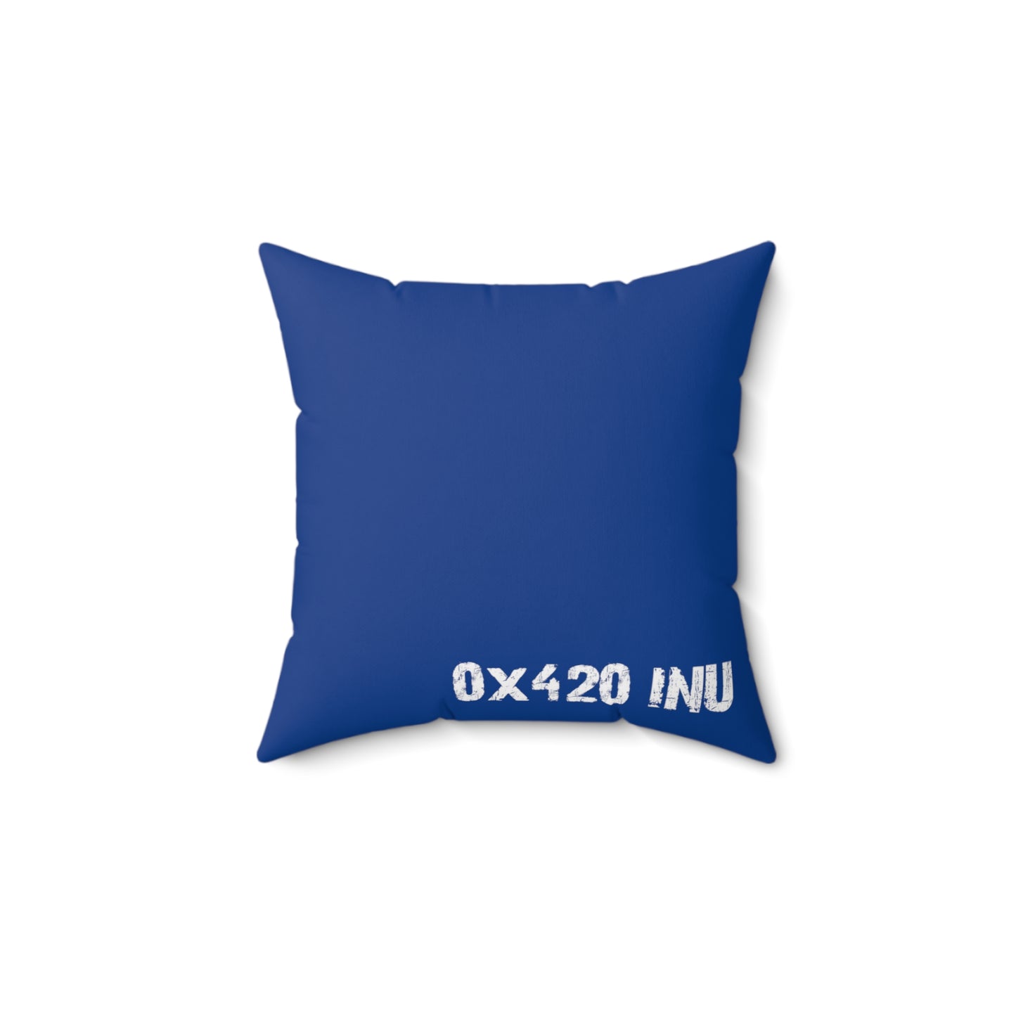 Navy Spun Polyester Square Pillow COQ INU 0x420 Crown Head with White Text Fan Art by Gravy