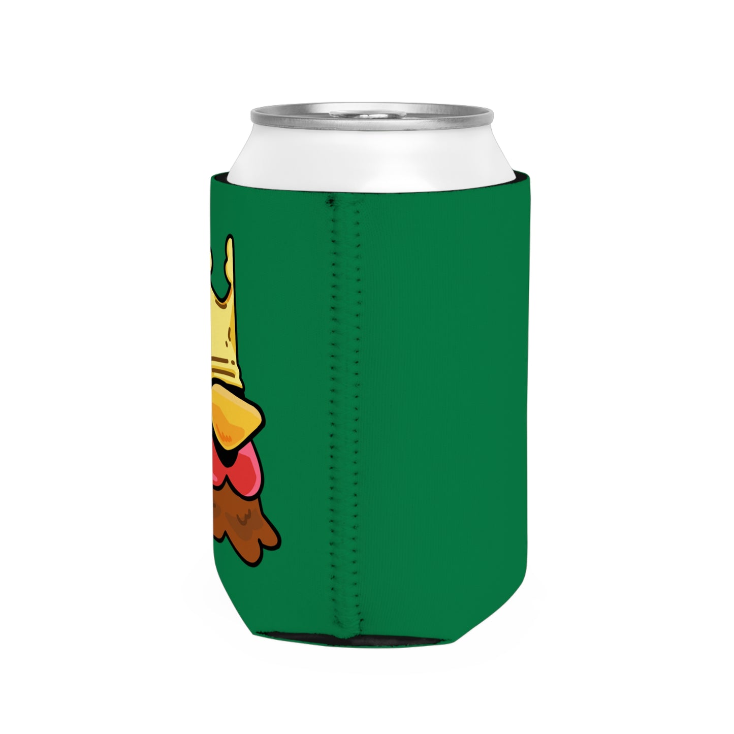 Dark Green Can Cooler Sleeve Fan Art COQ INU Crown Head 0x420 Black Text by Gravy