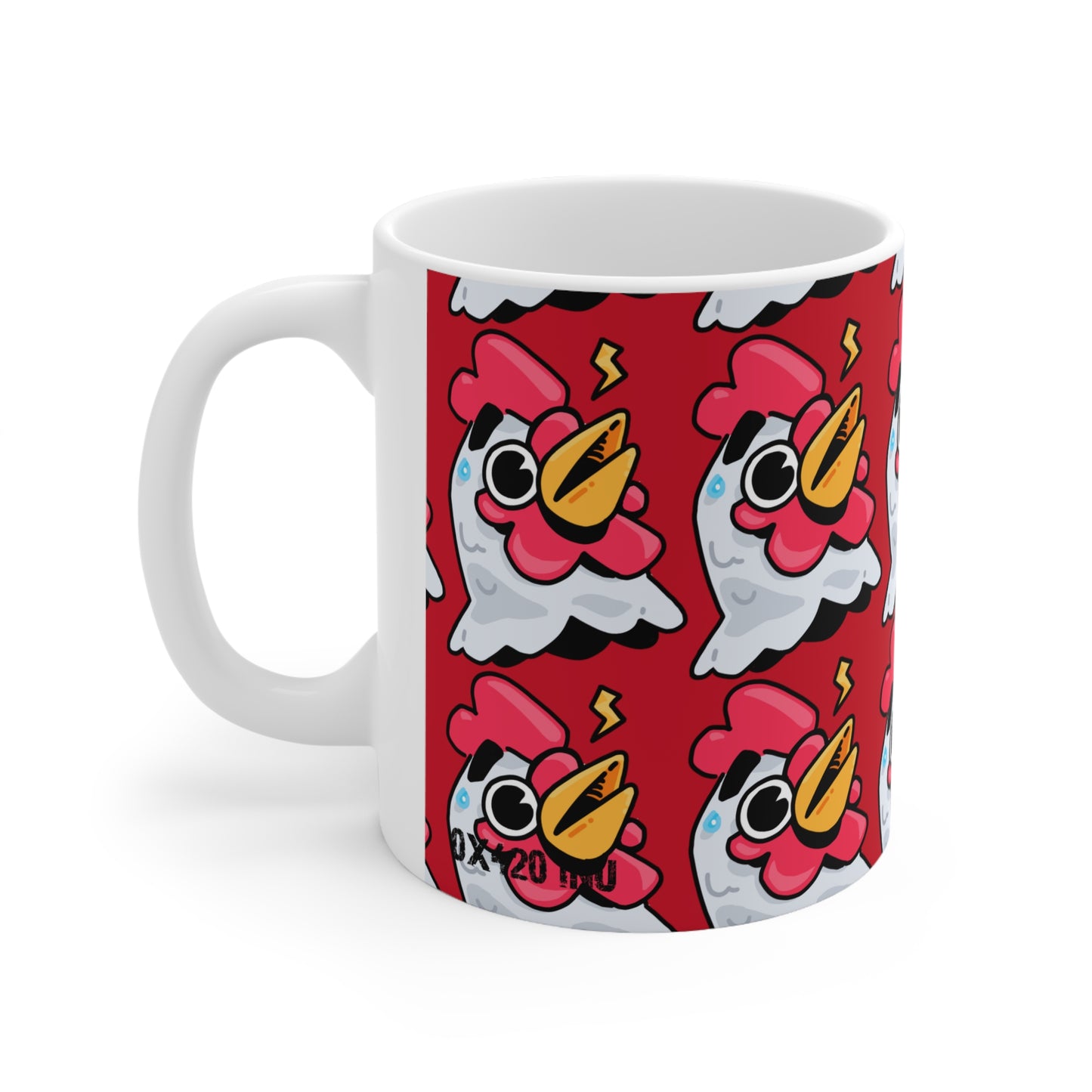 Whistle Head Gravy Fan Art with Black Text; COQ INU 0x420 White Ceramic Mug with Red Print 11oz