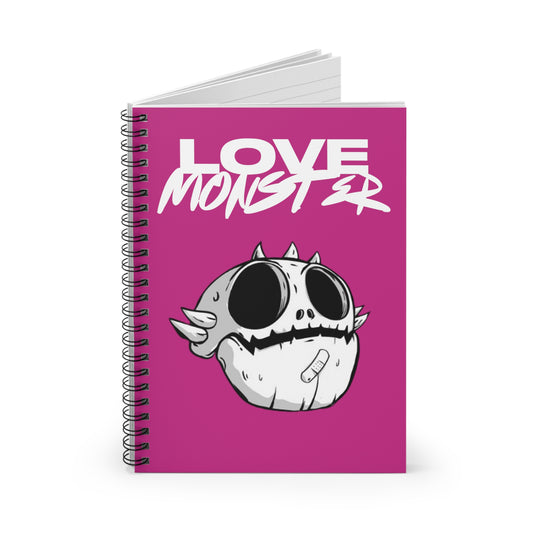 Spiral Notebook - Ruled Line Love Monster Skully Head White Logo Text