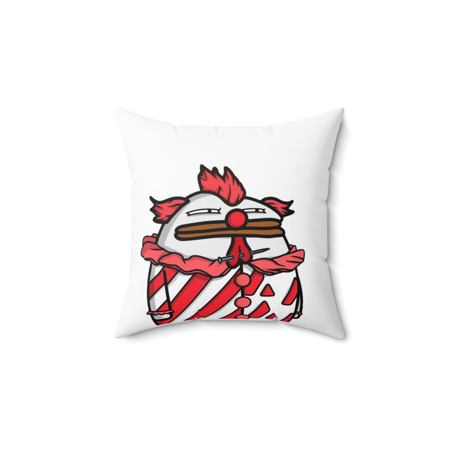 White Spun Polyester Square Pillow Pepe Portraits signature by Numpty (COQ INU 0x420) #Clown by Numpty