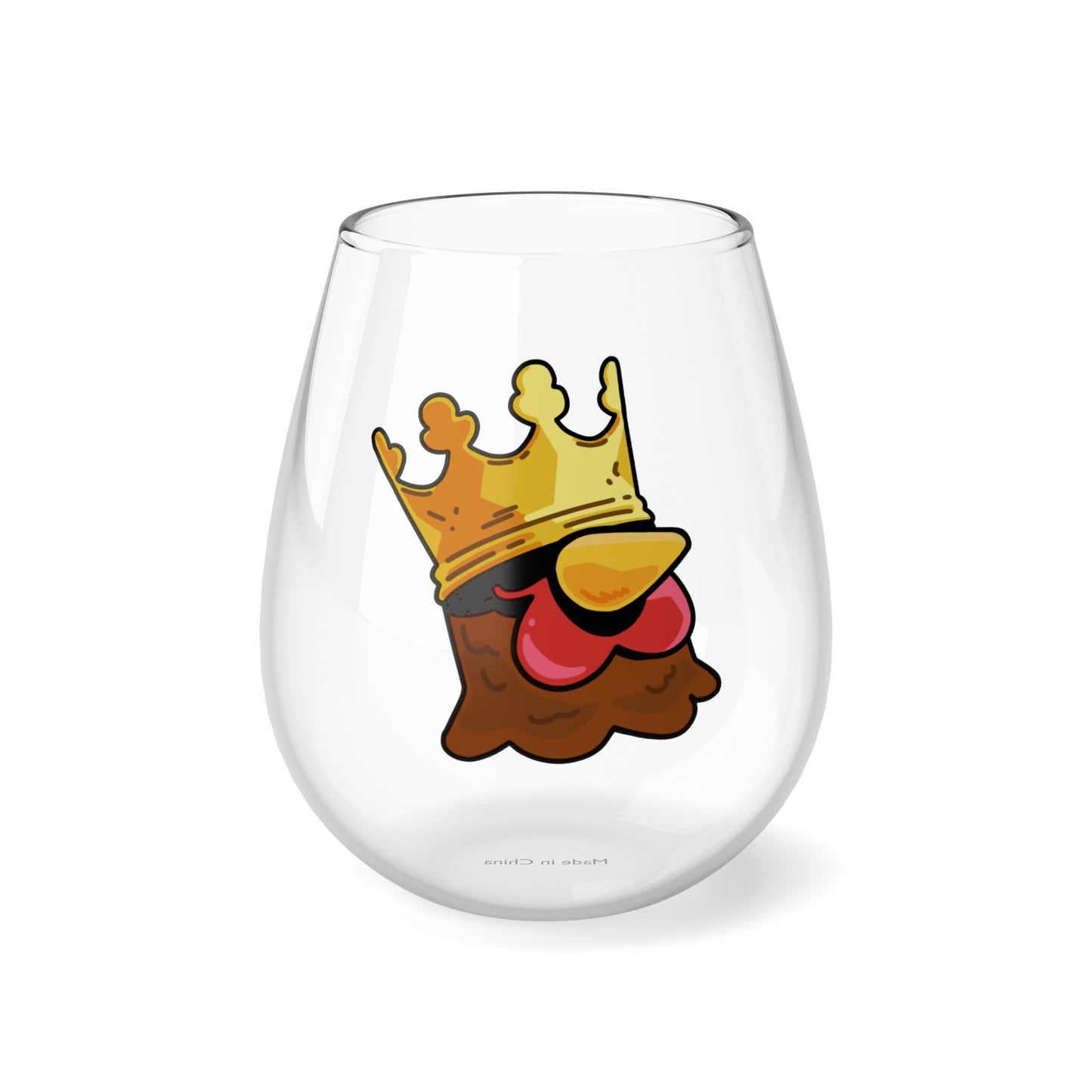 Gravy Fan Art COQ Head Crown Stemless Wine Glass, 11.75oz, Funny Chicken (Chikn)