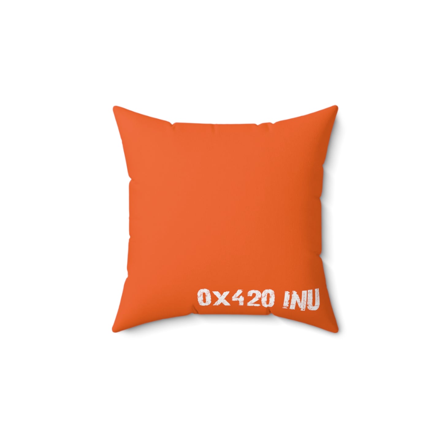 Orange Spun Polyester Square Pillow COQ INU 0x420 Crown Head with White Text Fan Art by Gravy