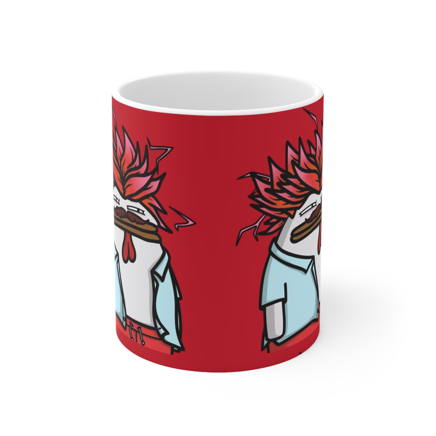 Pepe Portraits with Black Numpty Signature as Text; COQ INU 0x420 Red Print Ceramic Mug 11oz #2720