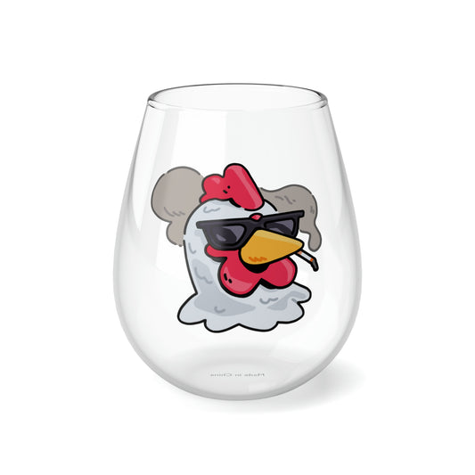 Gravy Fan Art COQ Head Smokers Stemless Wine Glass, 11.75oz, Funny, Chicken